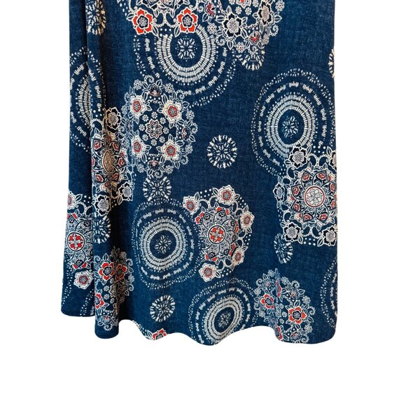 2/$25 SJS Medium Blue Bohemian Print A-Line Dress Medium Polyester/Spandex - Picture 8 of 11